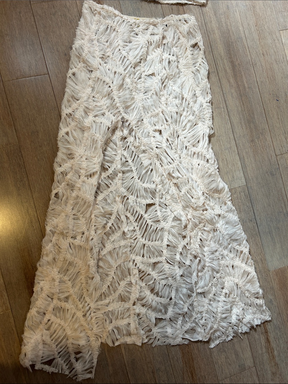 Je Te Veux Ivory Cream Crochet Maxi Skirt and Bandeau Set maxi see thu skirt S - Picture 4 of 17